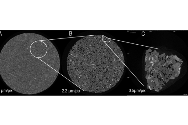 Combined micro-X-ray tomography and micro-X-ray fluorescence study of reservoir rocks: applicability to core analysis